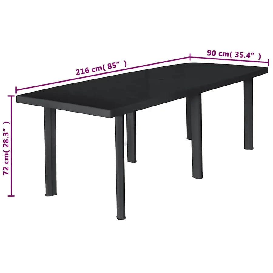 9 pcs outdoor dining set Plastic Anthracite - 14