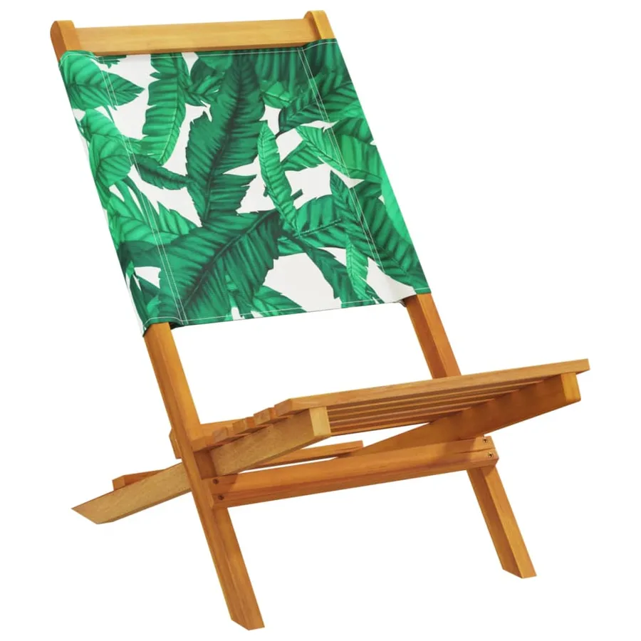 Chaises de jardin pliantes lot de 8 vert tissu et bois massif - 3