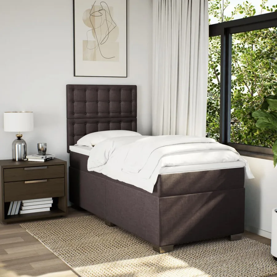 Sommier à lattes de lit avec matelas Marron foncé 90x190 cm - 3