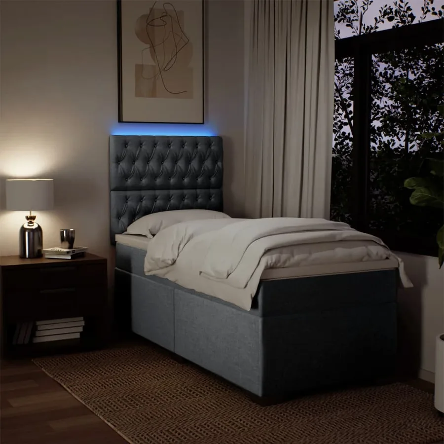 Sommier à lattes de lit avec matelas Gris clair 100x200cm Tissu - 5