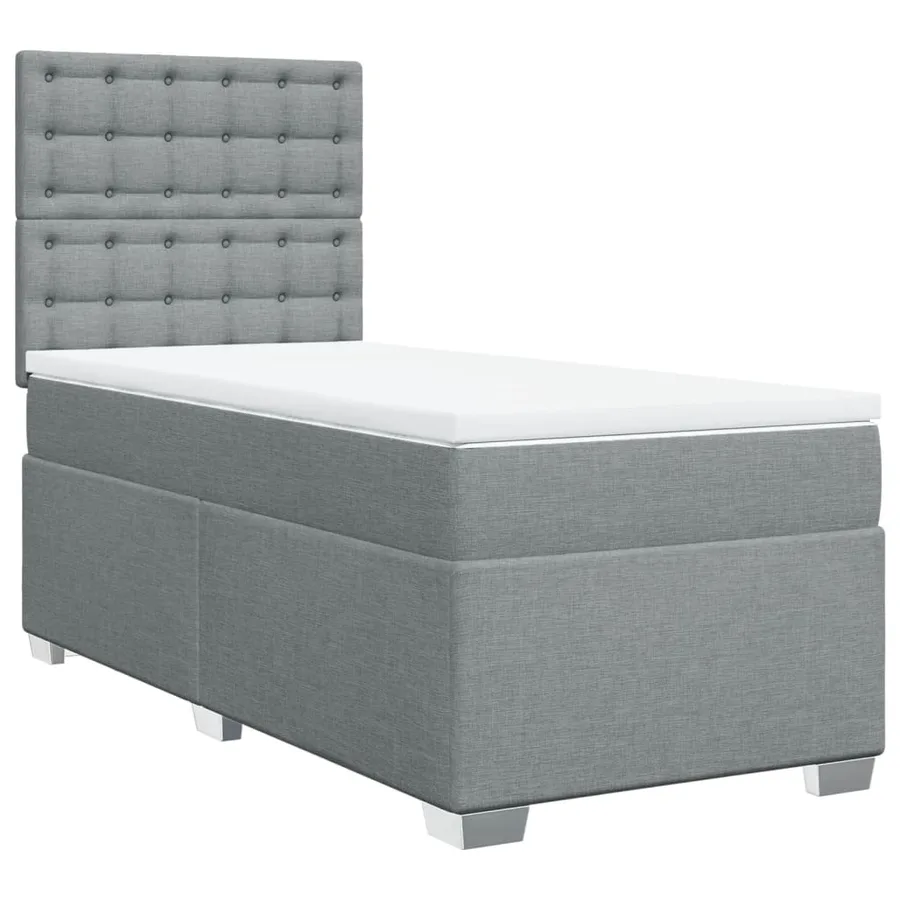 Sommier à lattes de lit avec matelas Gris clair 100x200cm Tissu - 2