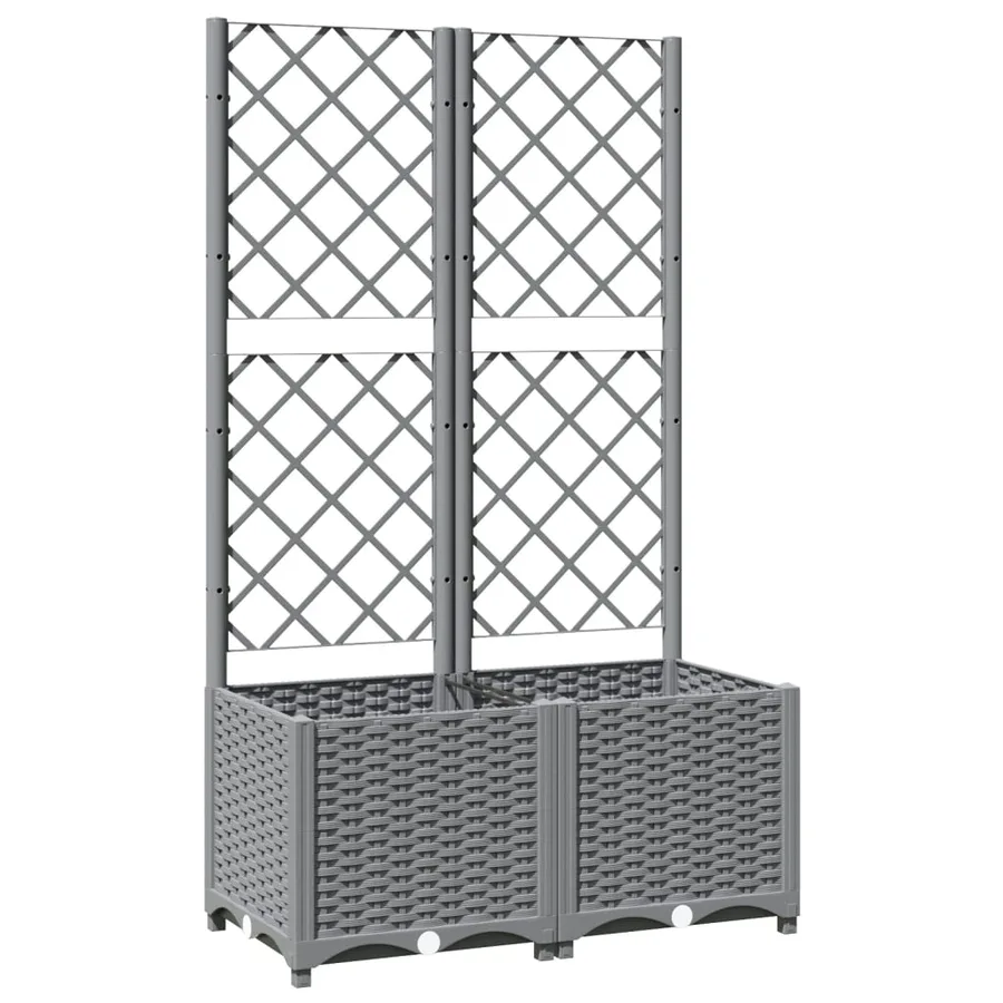 Planter with trellis Light grey 80x40x136 cm PP - 2