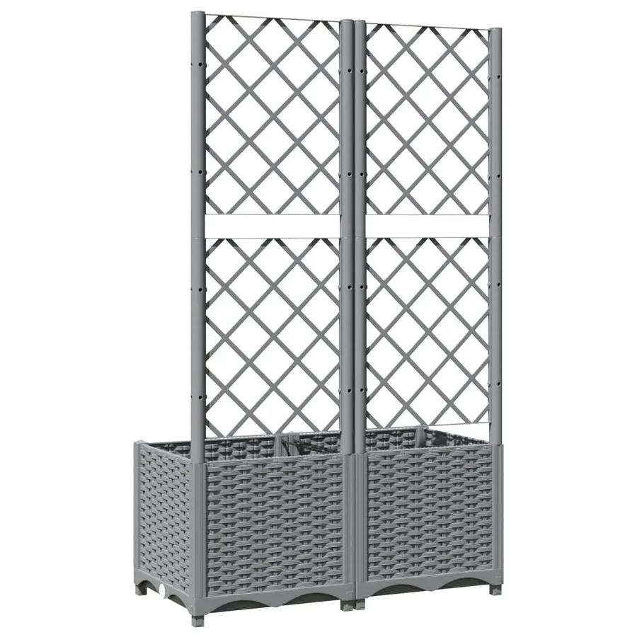 Planter with trellis Light grey 80x40x136 cm PP - 4