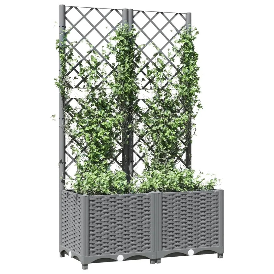 Jardinière avec treillis Gris clair 80x40x136 cm PP - 7