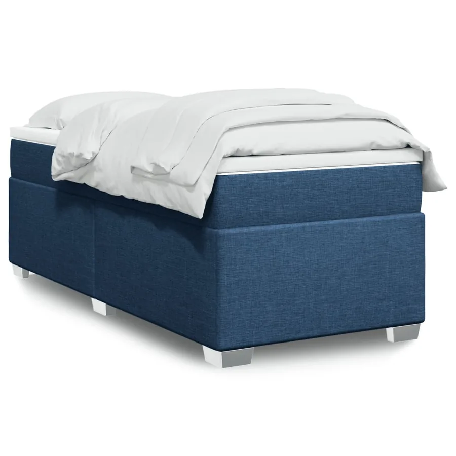 Sommier à lattes de lit avec matelas Bleu 100x200 cm Tissu