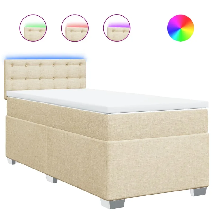 Sommier à lattes de lit avec matelas Crème 100x200 cm Tissu - 2