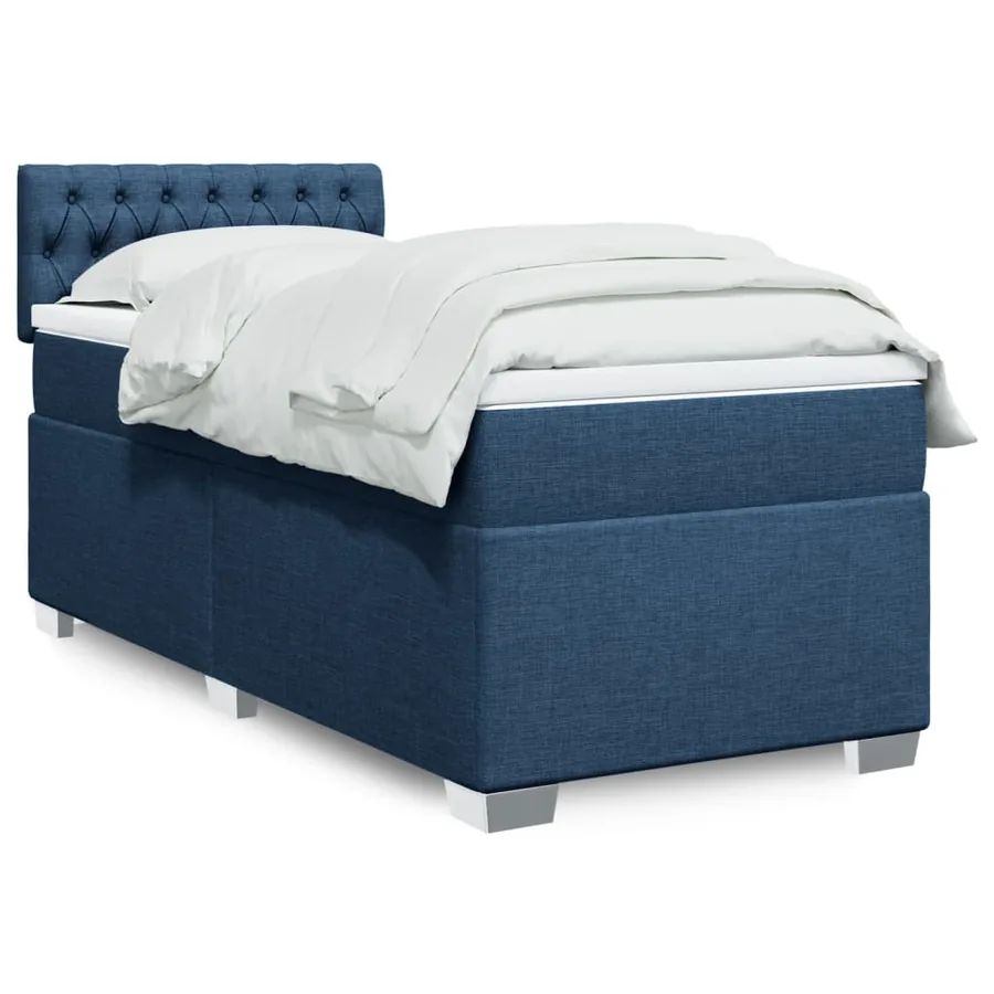 Sommier à lattes de lit avec matelas Bleu 100x200 cm Tissu