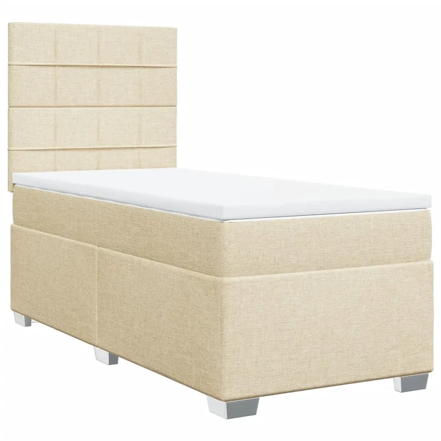 Sommier à lattes de lit avec matelas Crème 100x200 cm Tissu - 3
