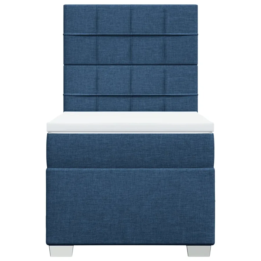 Sommier à lattes de lit avec matelas Bleu 100x200 cm Tissu - 4