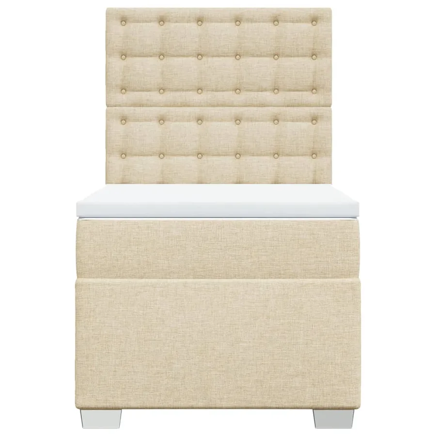 Sommier à lattes de lit avec matelas Crème 100x200 cm Tissu - 4