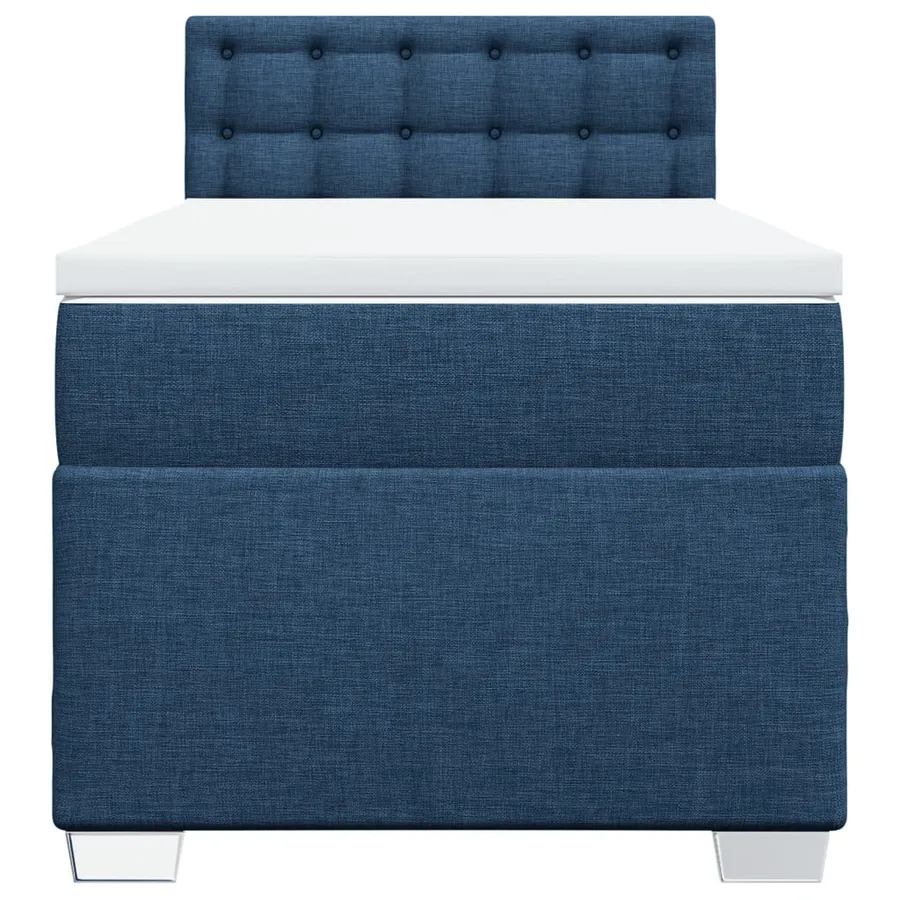 Sommier à lattes de lit avec matelas Bleu 100x200 cm Tissu - 4