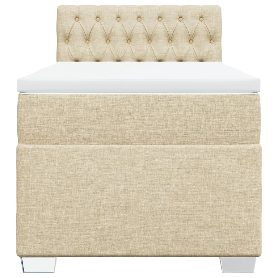 Sommier à lattes de lit avec matelas Crème 100x200 cm Tissu - 6