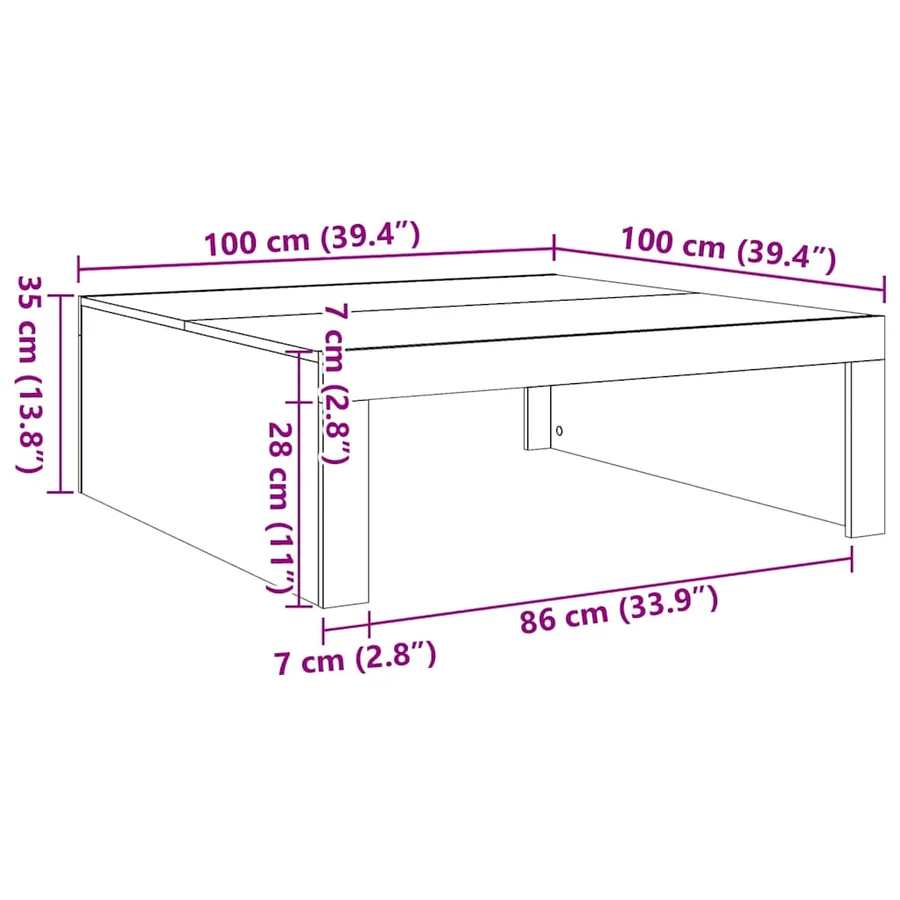 Table basse Sonoma gris 100x100x35 cm Bois d'ingénierie - 7