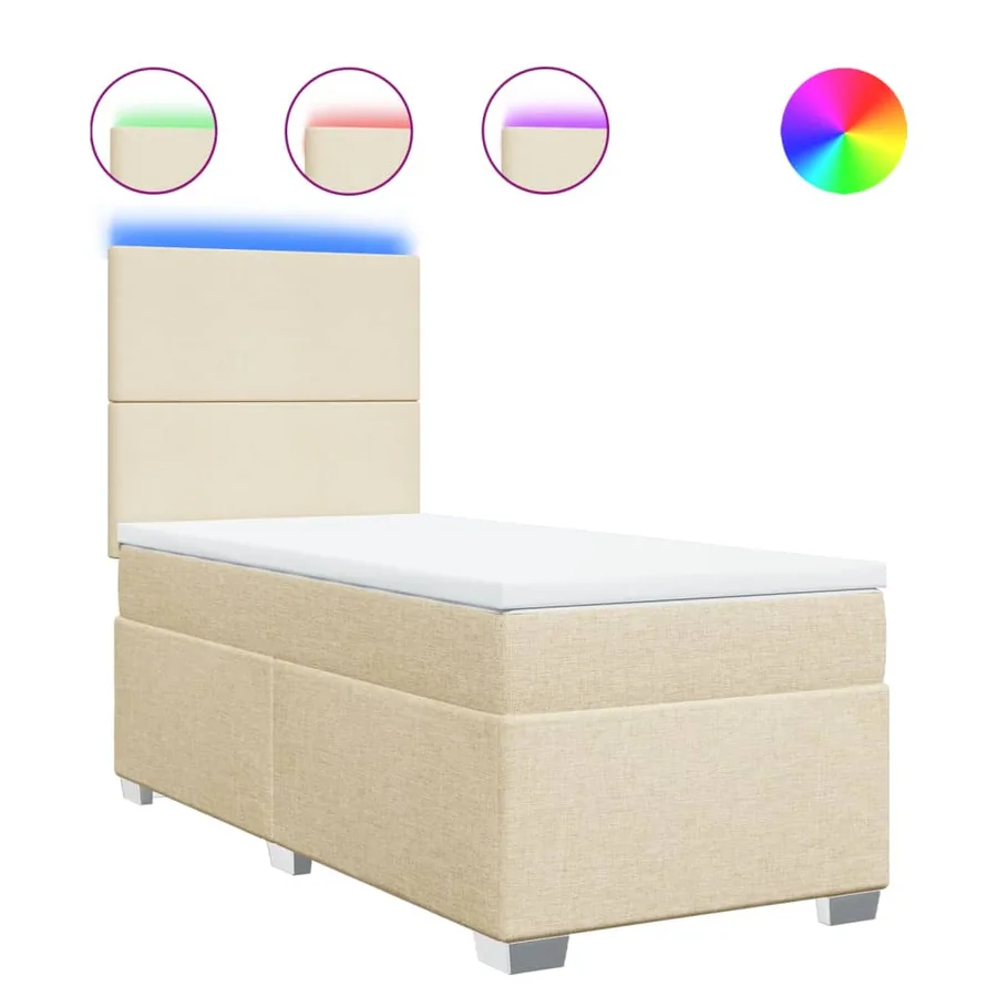 Sommier à lattes de lit avec matelas Crème 100x200 cm Tissu - 2