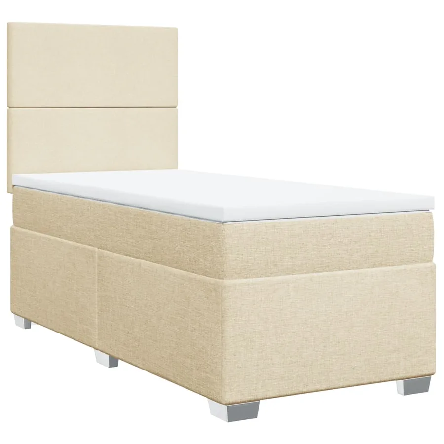 Sommier à lattes de lit avec matelas Crème 100x200 cm Tissu - 3