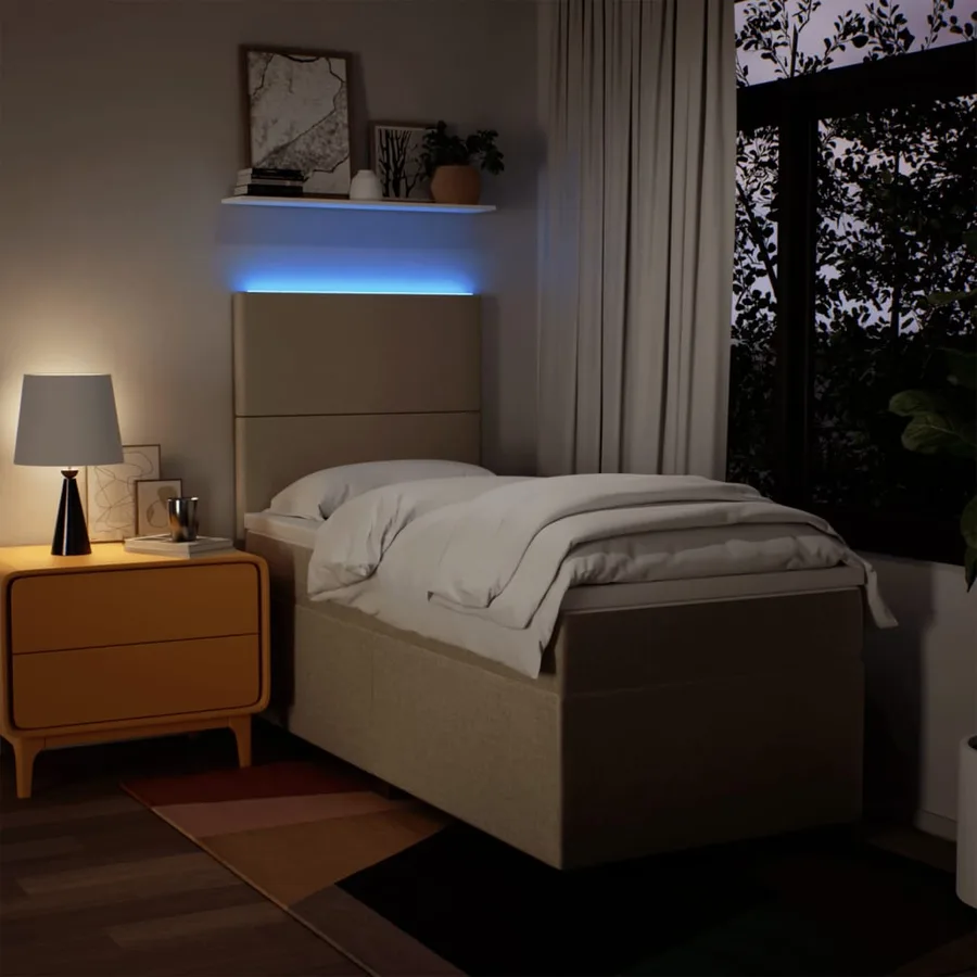 Sommier à lattes de lit avec matelas Crème 100x200 cm Tissu - 5