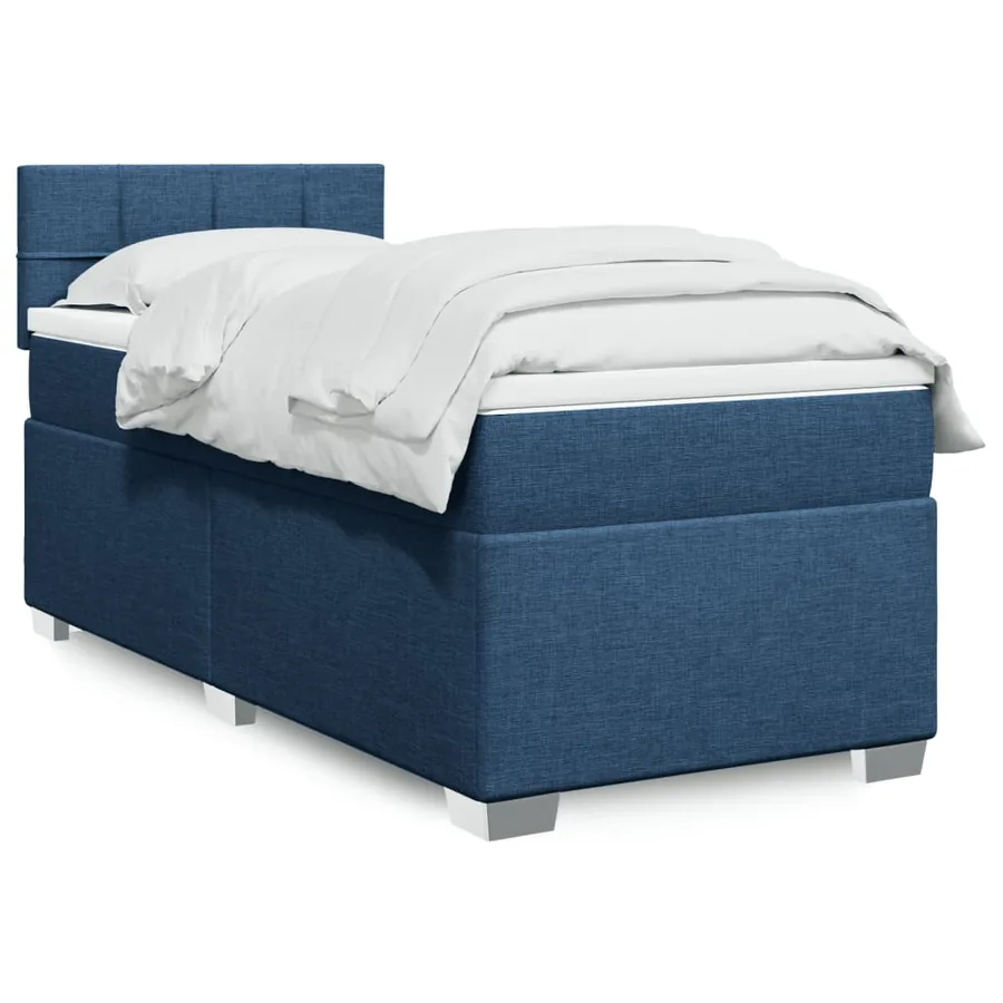 Sommier à lattes de lit avec matelas Bleu 100x200 cm Tissu