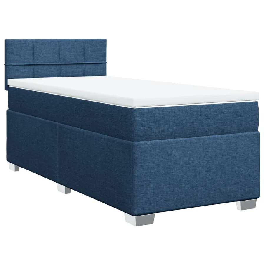 Sommier à lattes de lit avec matelas Bleu 100x200 cm Tissu - 3