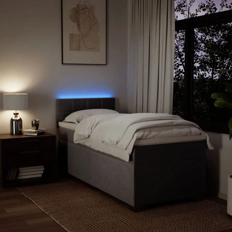 Sommier à lattes de lit avec matelas Taupe 90x200 cm Tissu - 5