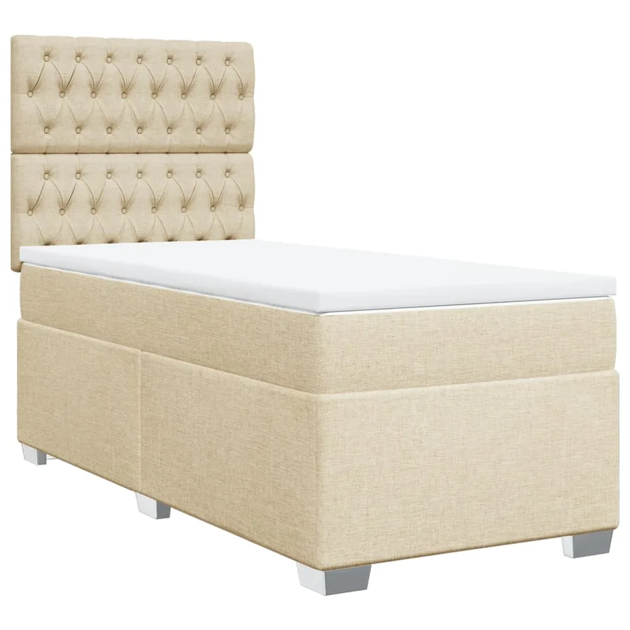 Sommier à lattes de lit avec matelas Crème 90x200 cm Tissu - 2
