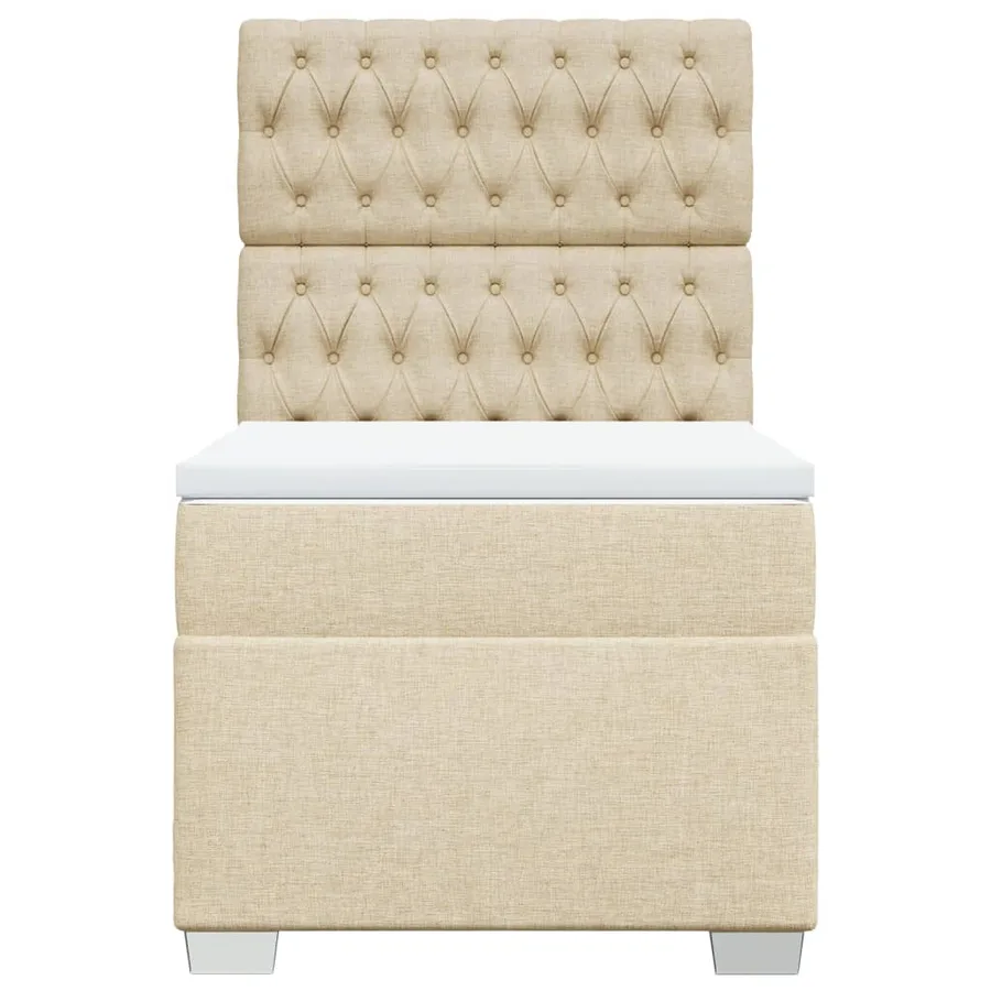 Sommier à lattes de lit avec matelas Crème 90x200 cm Tissu - 4