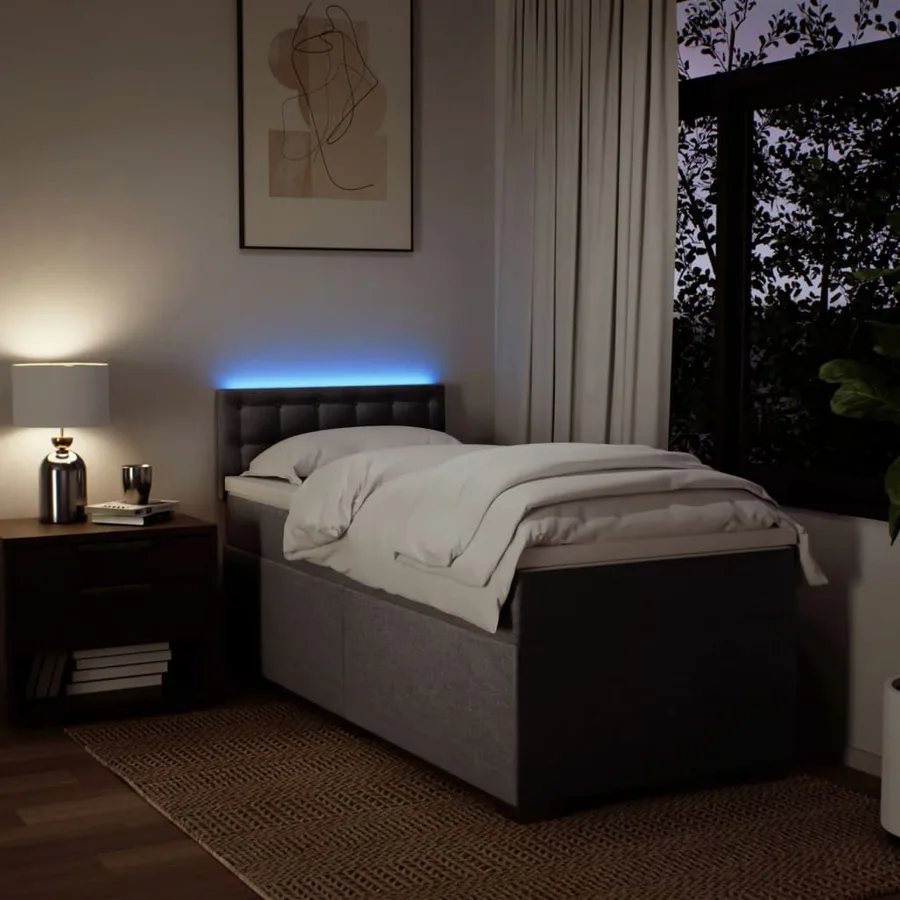 Sommier à lattes de lit avec matelas Taupe 90x200 cm Tissu - 5