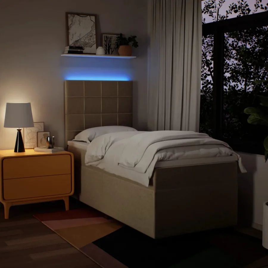 Sommier à lattes de lit avec matelas Crème 90x200 cm Tissu - 5