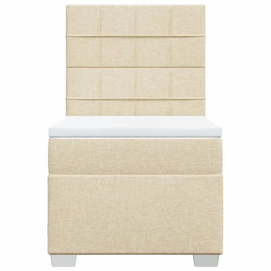 Sommier à lattes de lit avec matelas Crème 90x200 cm Tissu - 6