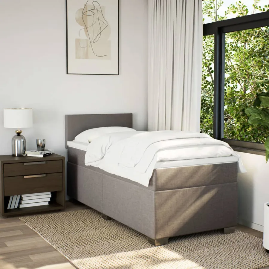 Sommier à lattes de lit avec matelas Taupe 90x200 cm Tissu - 4