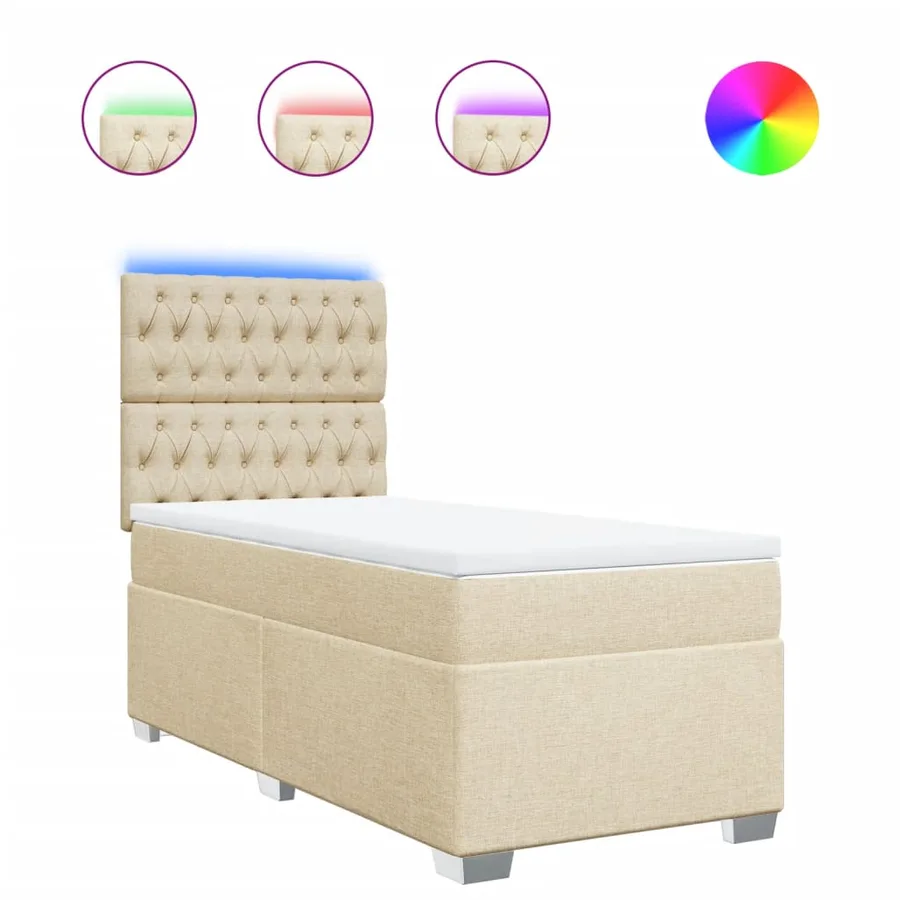 Sommier à lattes de lit avec matelas Crème 90x200 cm Tissu - 2