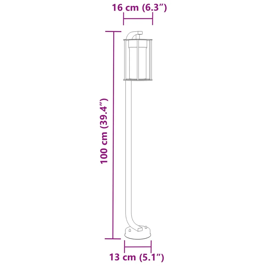 Lampadaires d'extérieur 3 pcs noir 100 cm acier inoxydable - 7