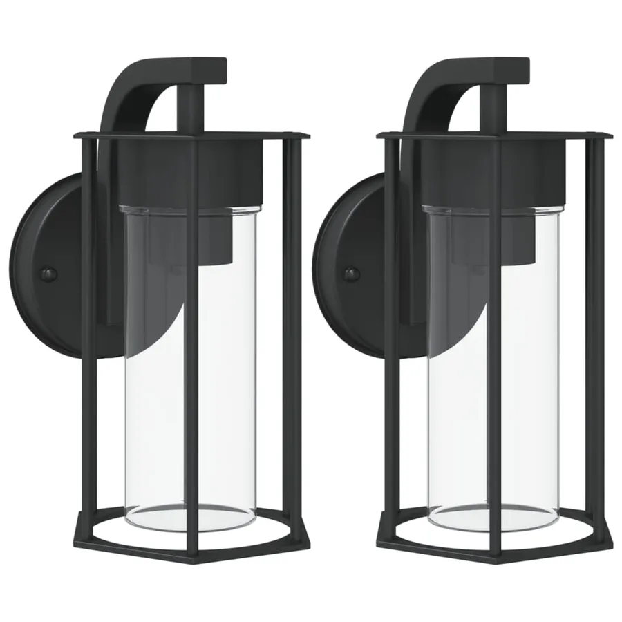 Appliques murales d'extérieur 2 pcs noir acier inoxydable - 2