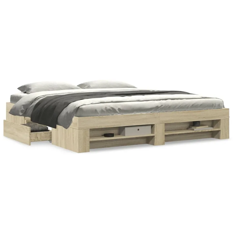 Cadre de lit sans matelas chêne sonoma 180x200 cm - 4