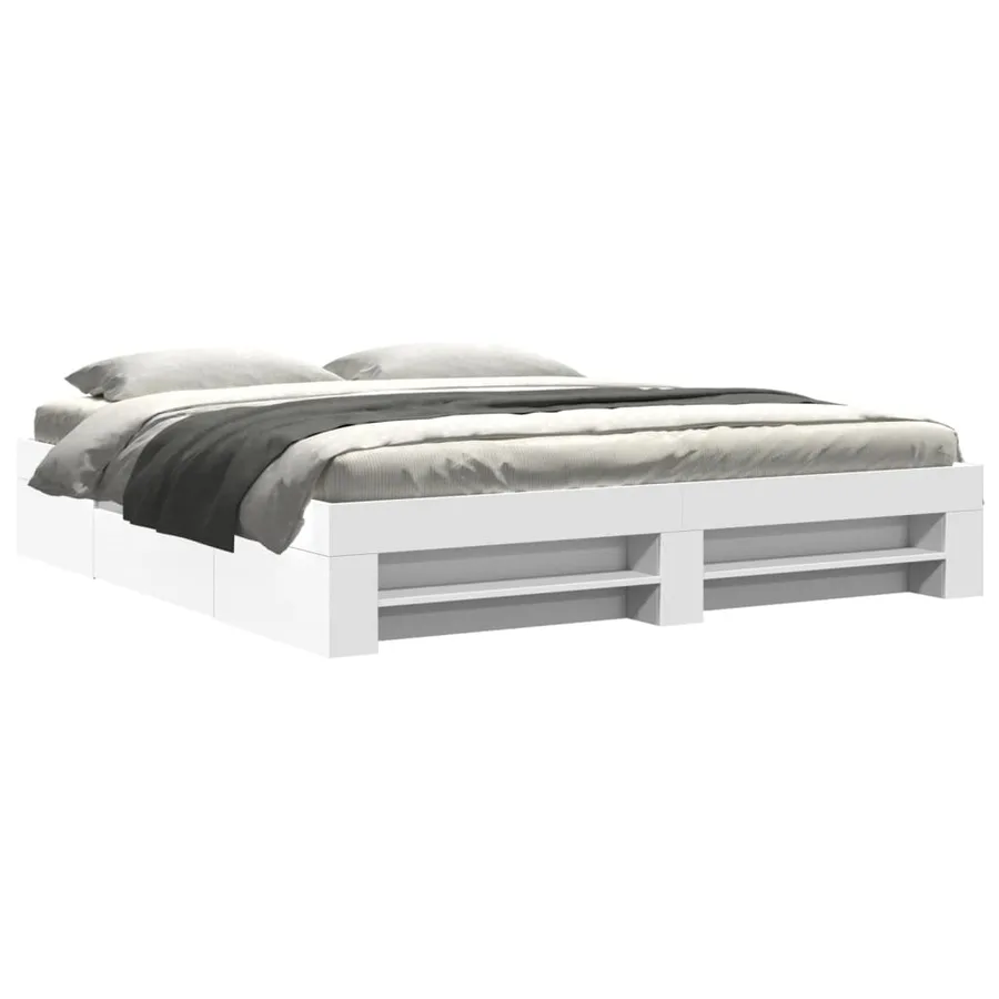Cadre de lit sans matelas blanc 180x200 cm bois d'ingénierie - 2