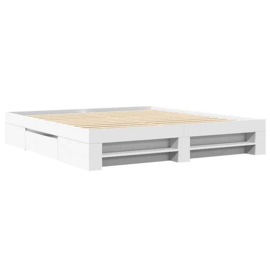 Cadre de lit sans matelas blanc 180x200 cm bois d'ingénierie - 3