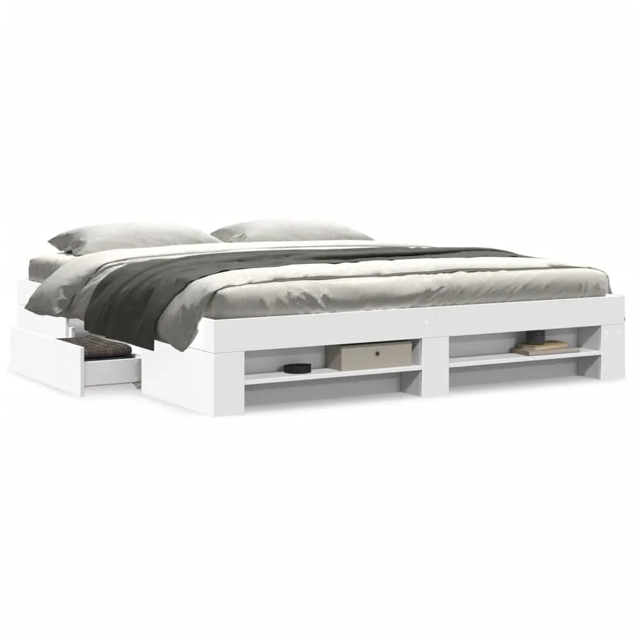 Cadre de lit sans matelas blanc 180x200 cm bois d'ingénierie - 4