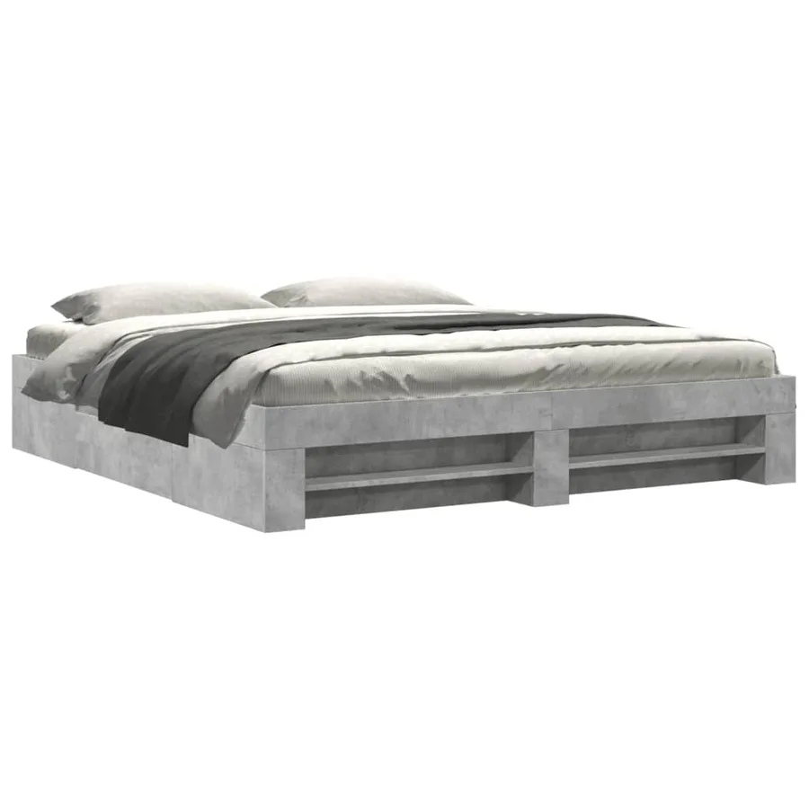 Cadre de lit sans matelas gris béton 200x200 cm bois ingénierie - 2