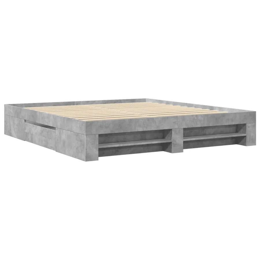 Cadre de lit sans matelas gris béton 200x200 cm bois ingénierie - 3