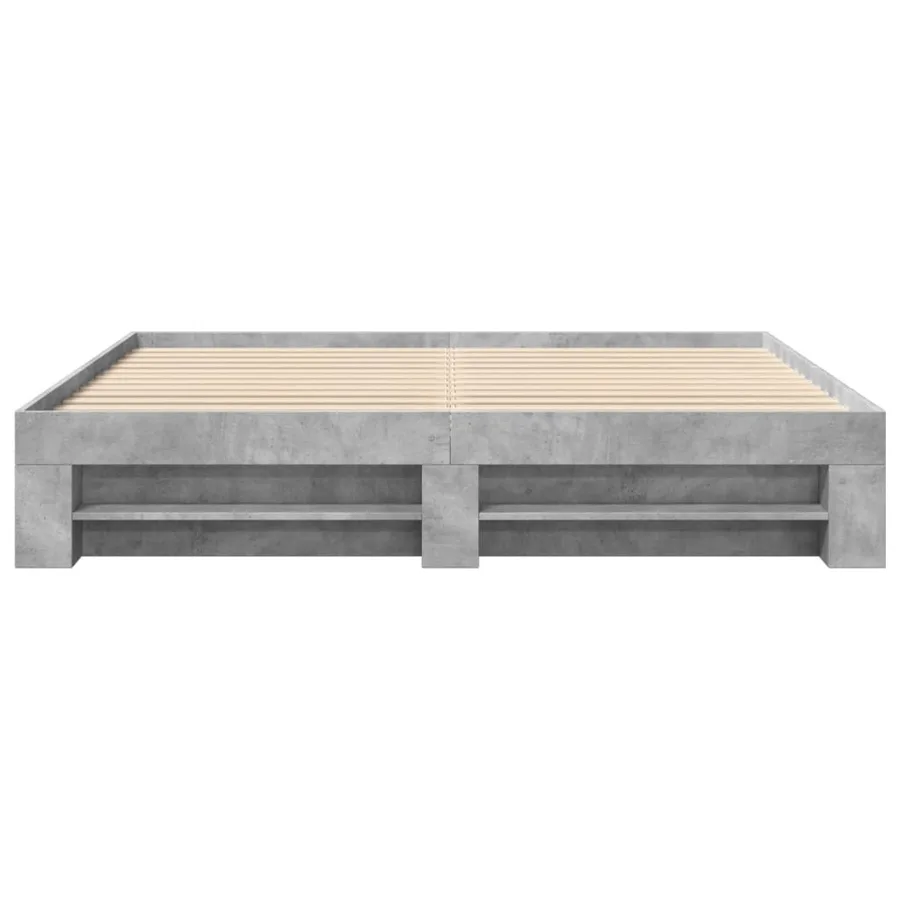 Cadre de lit sans matelas gris béton 200x200 cm bois ingénierie - 5