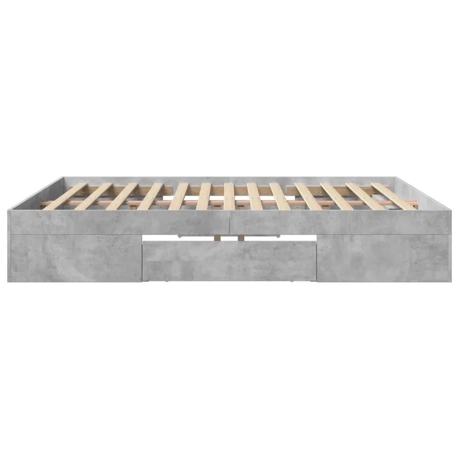 Cadre de lit sans matelas gris béton 200x200 cm bois ingénierie - 6