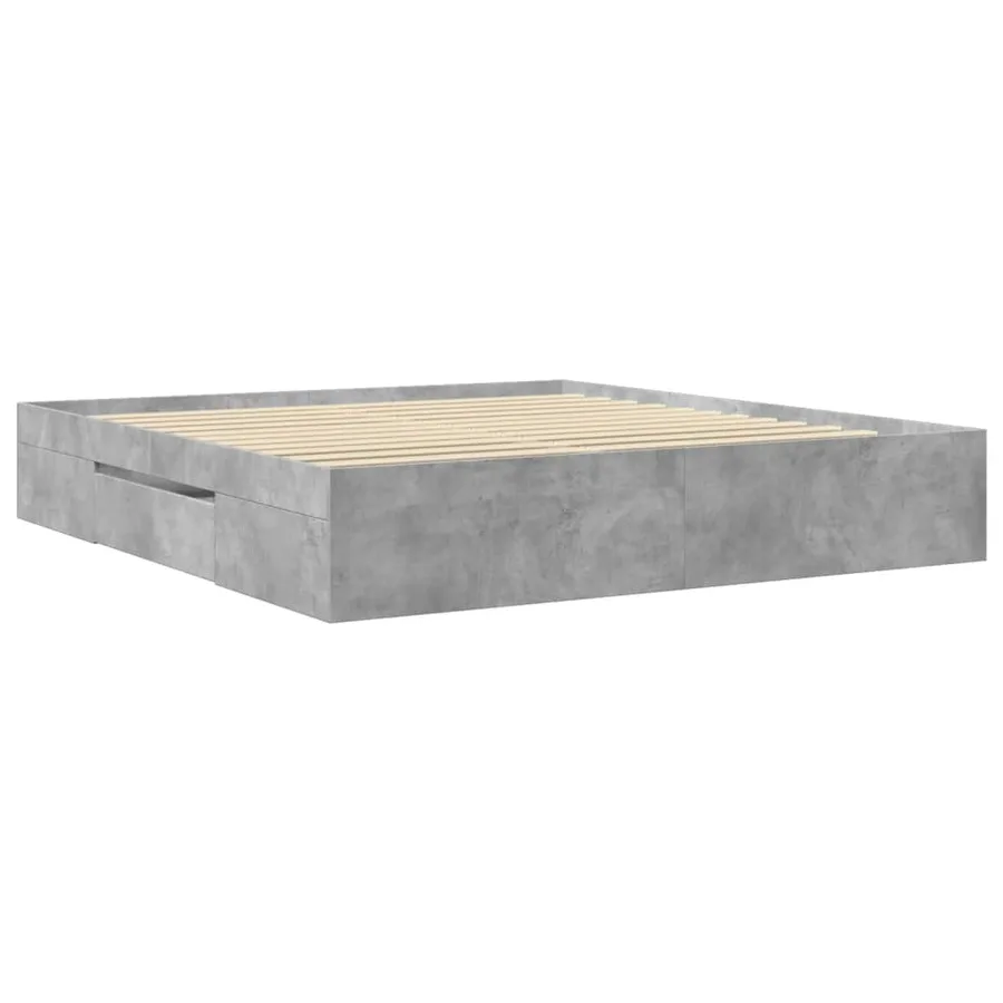 Cadre de lit sans matelas gris béton 200x200 cm bois ingénierie - 7