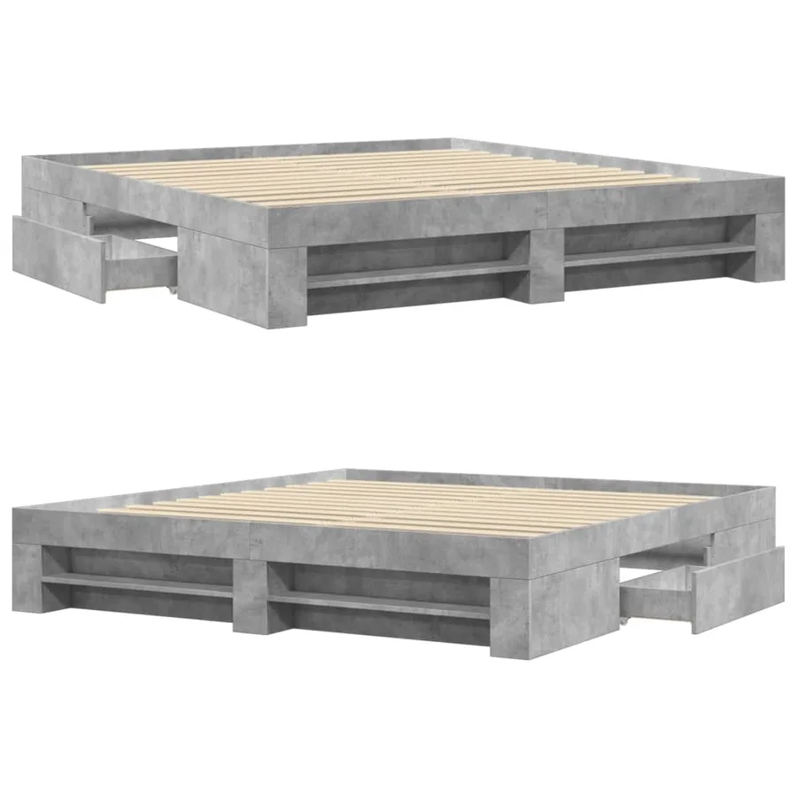 Cadre de lit sans matelas gris béton 200x200 cm bois ingénierie - 8