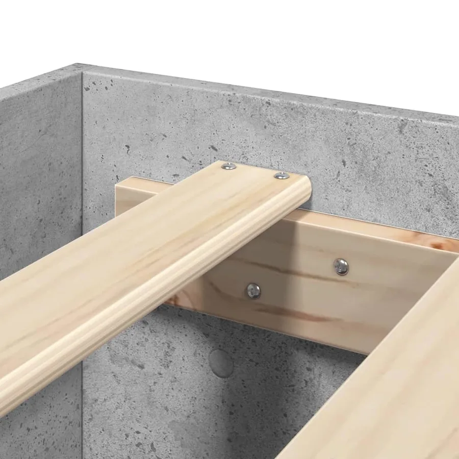 Cadre de lit sans matelas gris béton 200x200 cm bois ingénierie - 9