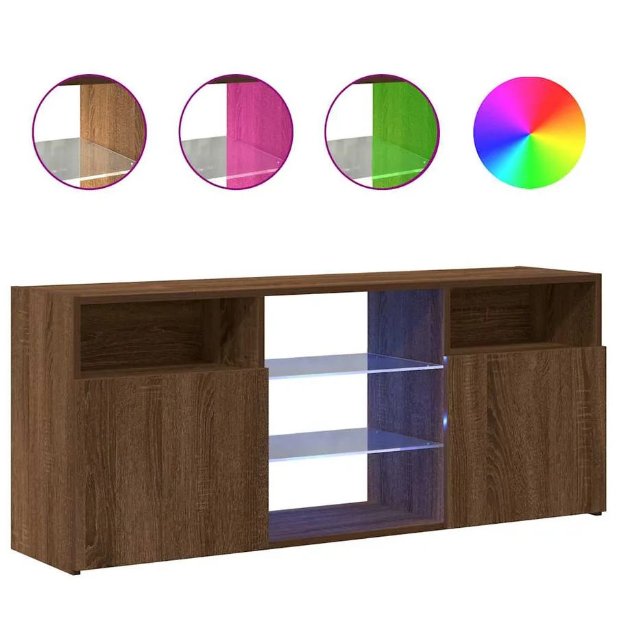 Meuble TV avec lumières LED Chêne marron 120x30x50 cm - 2