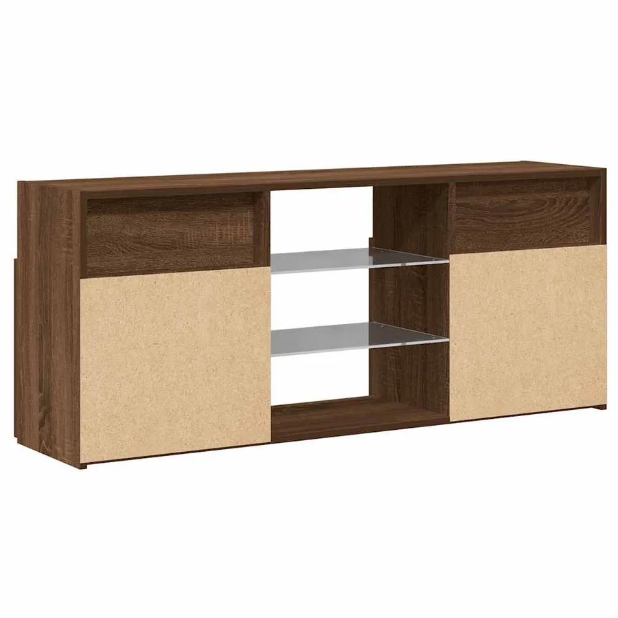 Meuble TV avec lumières LED Chêne marron 120x30x50 cm - 9