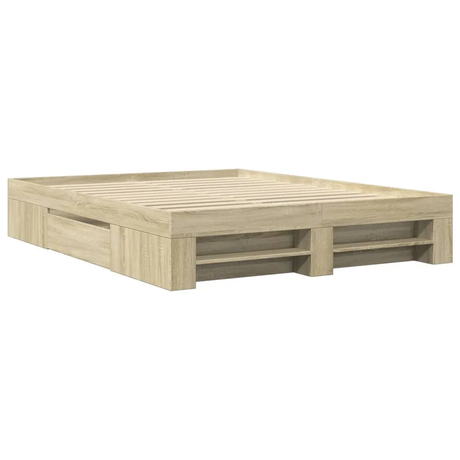 Cadre de lit sans matelas chêne sonoma 160x200 cm - 3
