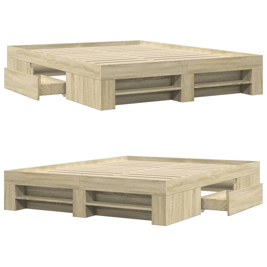 Cadre de lit sans matelas chêne sonoma 160x200 cm - 8