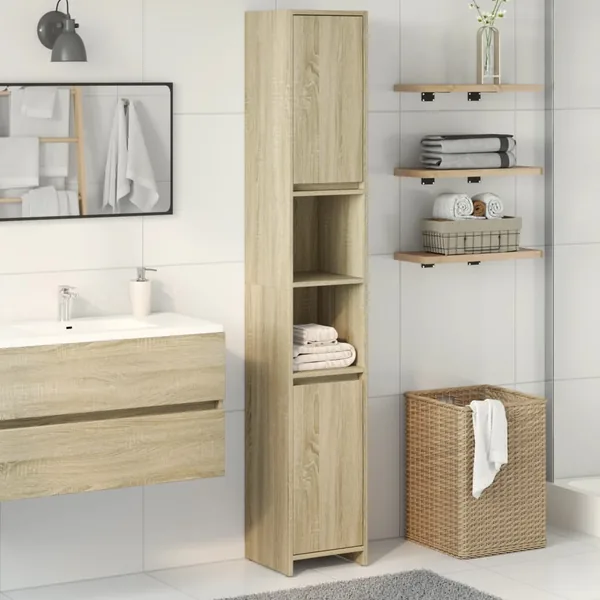 Armoire de salle de bain Chêne sonoma 30x30x183,5 cm Aggloméré