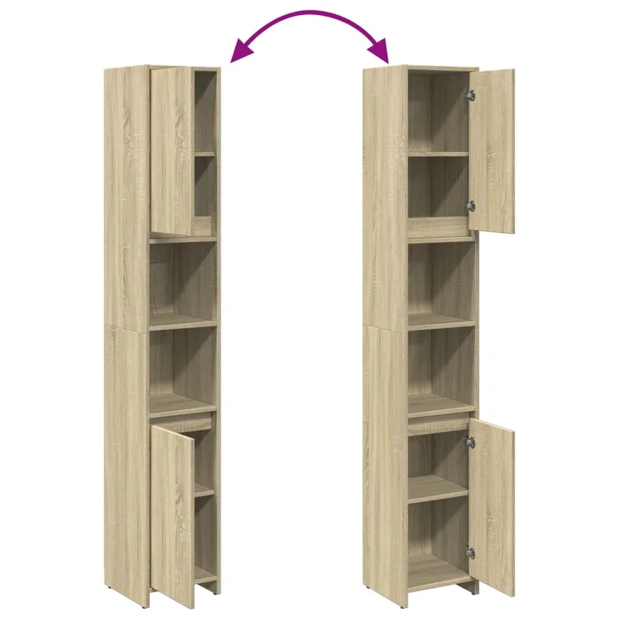 Armoire de salle de bain Chêne sonoma 30x30x183,5 cm Aggloméré - 7