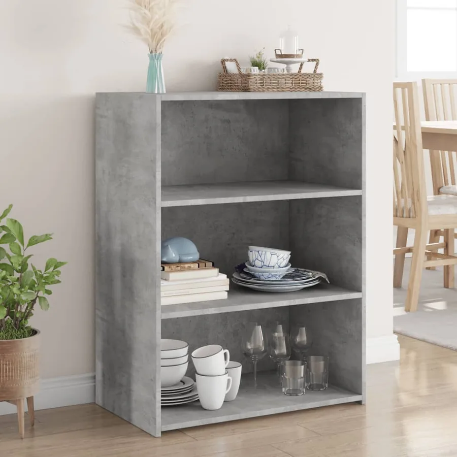 Buffet gris béton 70x41x93 cm bois d'ingénierie